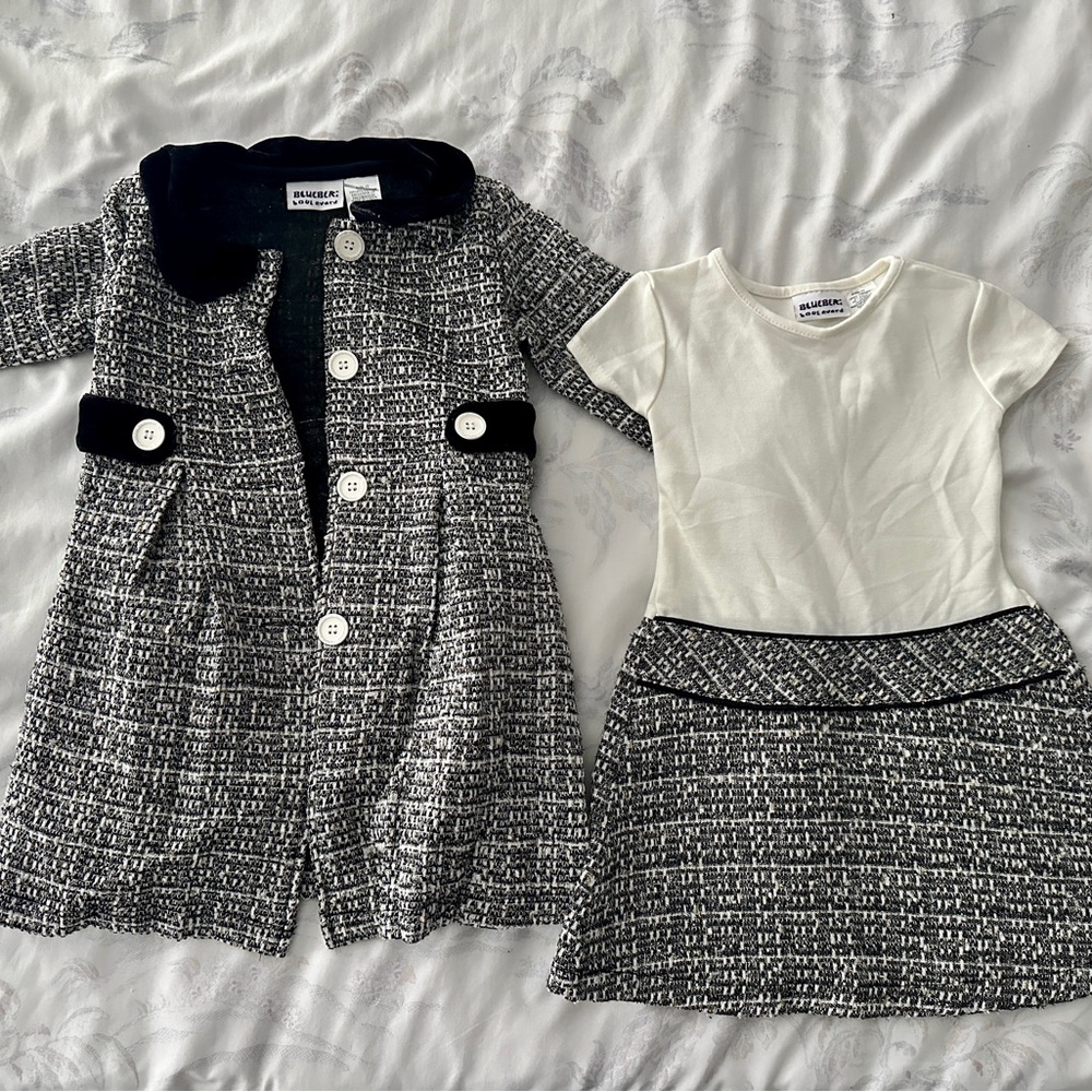 Blueberi Boulevard Black and White Kids Blazer Set
